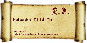 Rohoska Milán névjegykártya